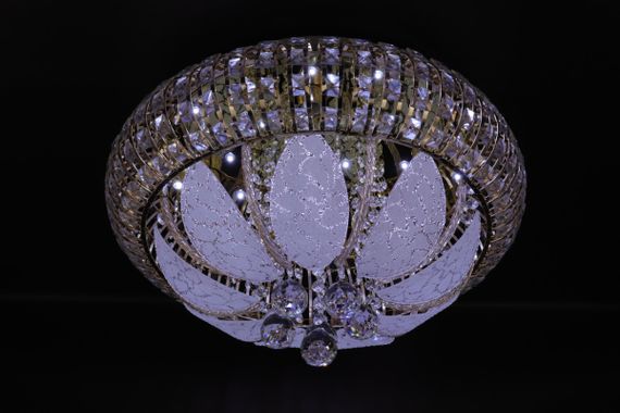 Люстра стельова з LED підсвічуванням та авто відключенням з пультом 25292 Золото 25х50х50 см. | Зображення 4