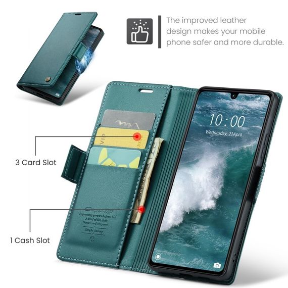 Шкіряний чохол-книжка Retro Case для Xiaomi Redmi 13 колір Зелений | Зображення 3
