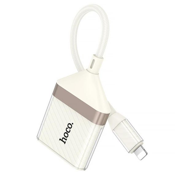 Переходник Hoco UA40 Crystal 2in1 Lightning to SD/TF (0.15m) Apricot | Зображення 1