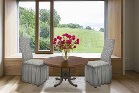 Жакардові чохли на стільці Roza з спідницею Світло-сірі