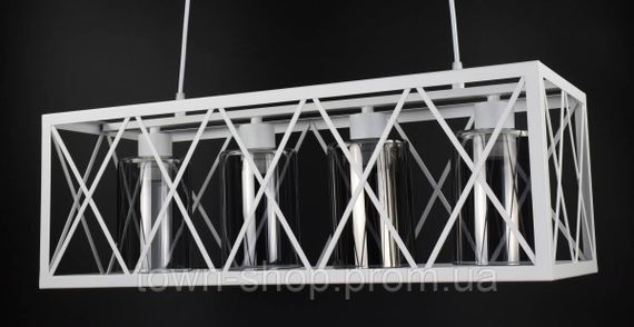 Люстра потолочная подвесная в стиле LOFT (лофт) 11535/4-wh-gr Белый 40-100х25х63 см. | Зображення 1