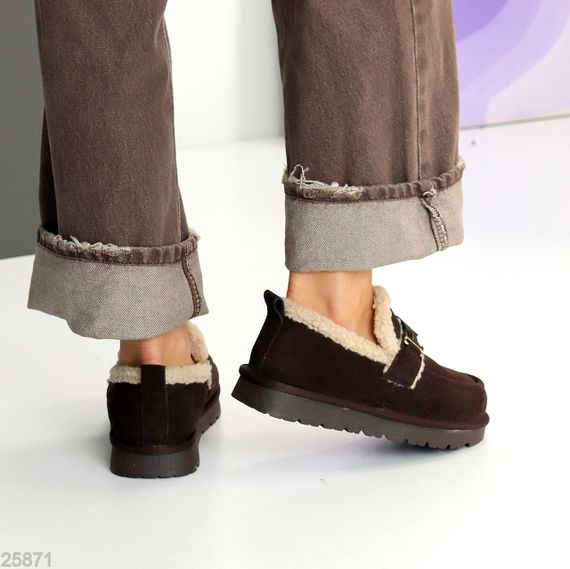 Модні теплі уггі автоледі натуральна замша колір Шоколад | Зображення 4