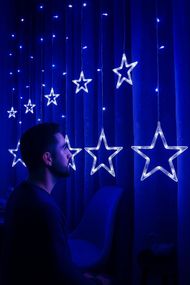 Гірлянда Xmas STAR CURTAIN 12 BlueЗіркиXPRO3M*80CM*50CM (47678-8112_223)