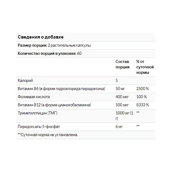 Глицин Solgar Gold Specifics, Homocysteine Modulators 120 Veg Caps SOL01411 | Зображення 2