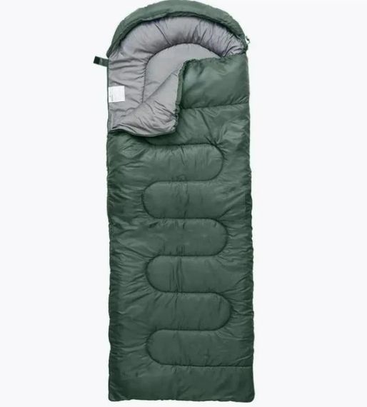 Спальний мішок Зелений 220x70см 1.3 kg Sleeping Bag, спальник-ковдра з капюшоном | Зображення 1