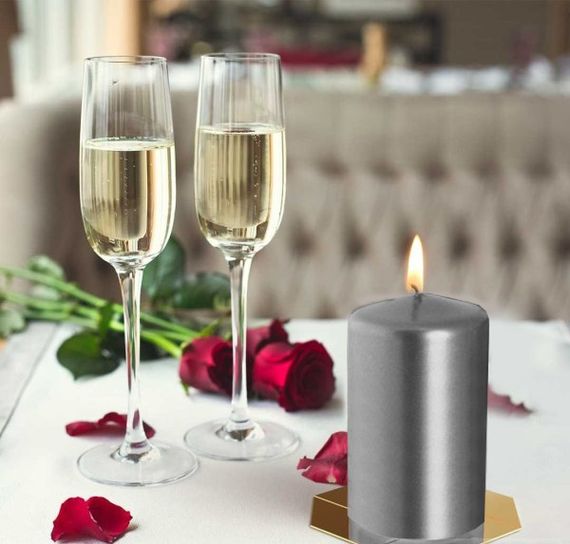 Набір свічок 4 шт. циліндр Bispol AURA Candles Срібний металік (sw40/80-271) | Зображення 2