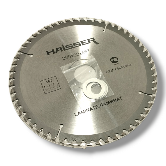 Диск відрізний по ламінату 200х30 56 зуб. HAISSER | Зображення 1