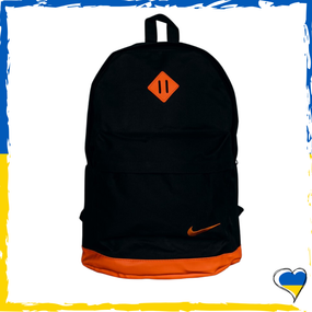Рюкзак Nike. Дно экокожа. Рюкзак Найк черный с оранжевым дном. Унисекс рюкзак, вместительный