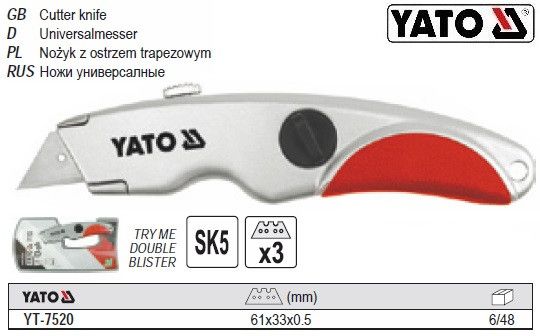Нож YATO Польща ніж трапецевидний YT-7520