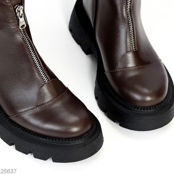 Теплые повседневные кожаные ботинки на молнии цвет Шоколад | Зображення 2