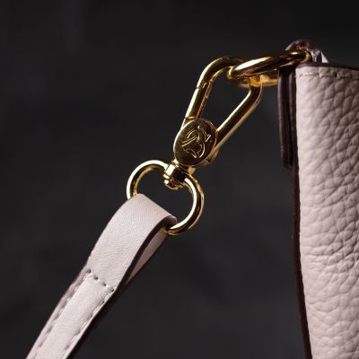 Сумка Vintage Компактна жіноча з автономною косметичкою всередині з натуральної шкіри Біла (22365) | Зображення 4