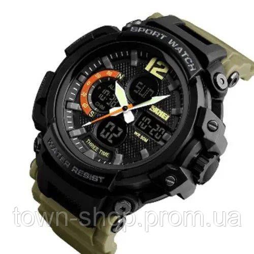 Часы наручные мужские SKMEI 1343KH KHAKI, водостойкие тактические часы. Цвет: хаки | Зображення 3
