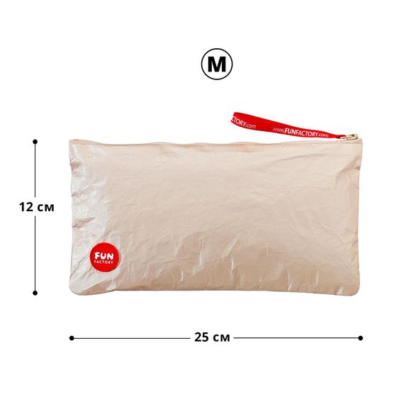 Сумка для секс-іграшок Fun Factory TOYBAG M, золотиста, на блискавці, 25x12 см | Зображення 1