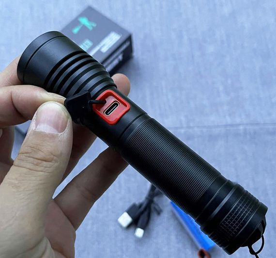 Мощный фонарь ручной аккумуляторный Bailong BL-P02-P50 сверхъяркий фонарик 18650 Зум ZOOM P50 Type-C | Зображення 4
