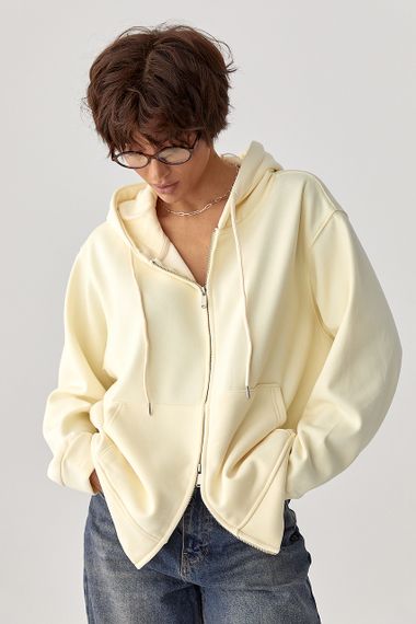 Тепле жіноче худі з начісом - лимонний цвет, ONE SIZE (є розміри) | Зображення 4