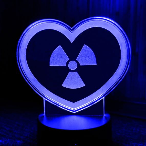 Акриловий світильник-нічник Сердце Радіація синій tty-n001150