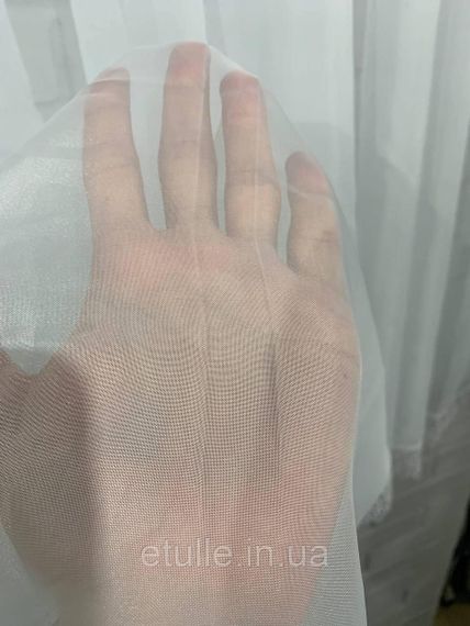 Готова коротка пошита біла фіранка, тюль однотонний на кухню, з мереживом 300х150см | Зображення 5