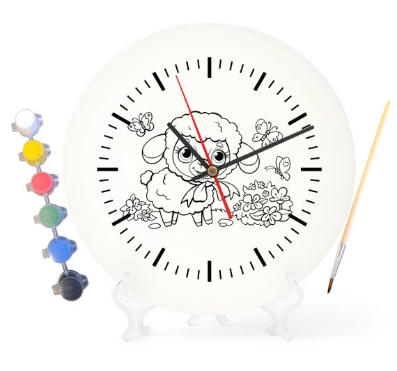 Дитячий набір для творчості годинник розмальовка Весела Овечка 30 см (Г0169)