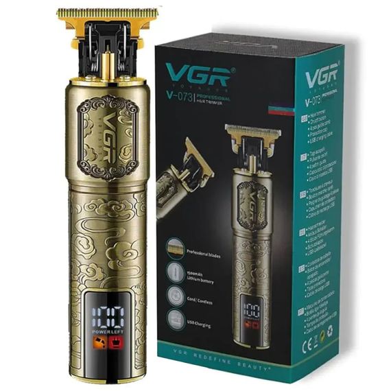 Триммер VGR V-073 аккумуляторный для бороды и волос ∙ Аккумуляторная машинка для стрижки от USB + 4 насадки VGR V-073 | Зображення 1