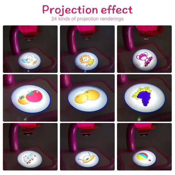 Розовый Детский стол проектор для рисования с подсветкой Projector Painting 24 Детали | Зображення 3