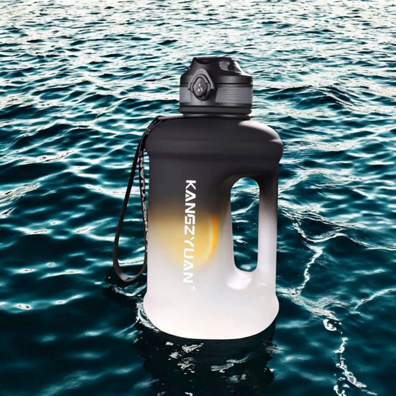 Еко-пляшка KANGZYUAN 2500 мл (2.5 л) — Чорна Tritan BPA-free, ударостійка, спортивна з ручкою та ремінцем | Зображення 7
