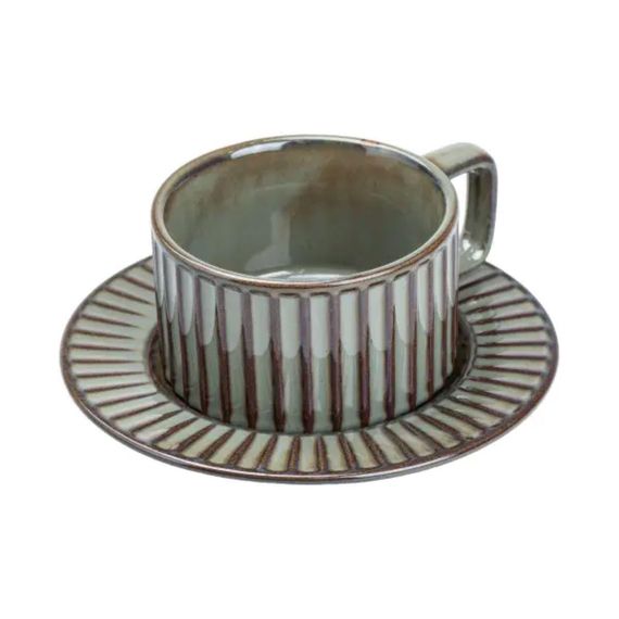 Чашка с блюдцем 250 мл фарфоровая Графит HP7210G | Зображення 2