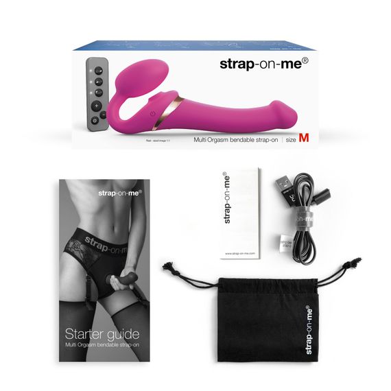 Безремінний вібрострапон з вакуумною стимуляцією Strap-On-Me MULTI ORGASM Fuchsia M, регульований | Зображення 5