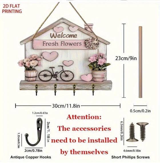 Дошка - ключниця декоративна welcome Fresh Flowers | Зображення 2