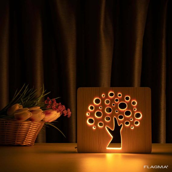 Светильник ночник ArtEco Light из дерева LED "Деревце" с пультом и регулировкой света... | Зображення 3