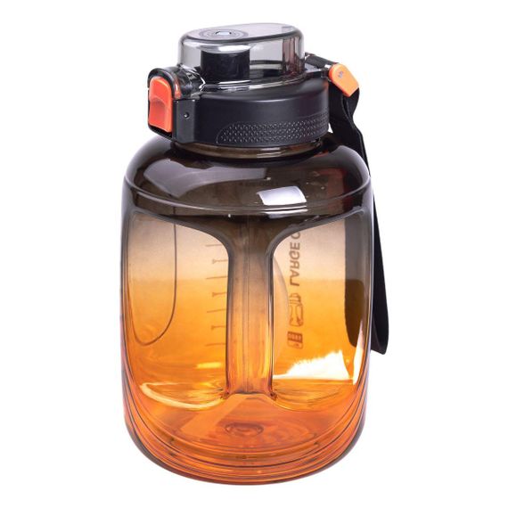 Бутылка для воды спортивная 1.6 л пластиковая с трубочкой с ремешком 22 см Черная HP-14-35B | Зображення 1