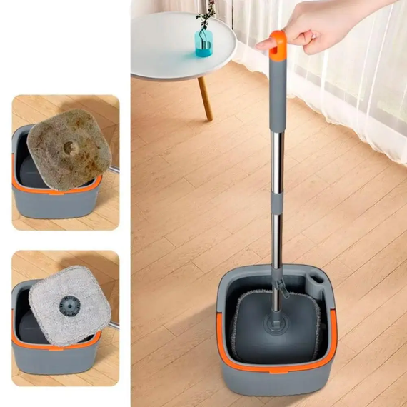 Комплект швабра с ведром для мытья полов Mop with bucket K10, с отжимом / Складная швабра