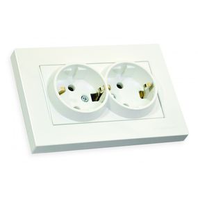 Розетка подвійна, з/з, в 1 коробку, 16А, RITA, Mutlusan, білий, (арт.47-01-08)