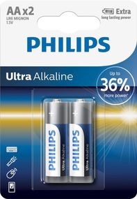 Philips Батарейка Ultra Alkaline лужна AA блістер, 2 шт (LR6E2B/10)
