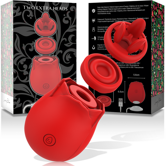 Вакуумний стимулятор клітора з додатковими насадками 3 в 1 Rose Luxury edition, колір: червоний Mia (Іспанія) Sex Aura | Зображення 1