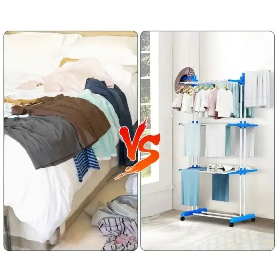 Вішалка Garment Rack With Wheels для сушіння одягу, Портативна сушарка для білизни на коліщатках   знижка | Зображення 1