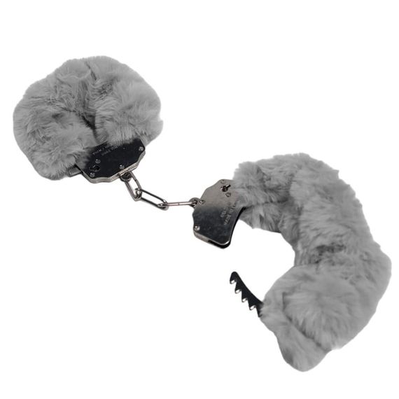 Наручники DS Fetish Plush handcuffs, металл с мехом, серые Sex Aura | Зображення 1