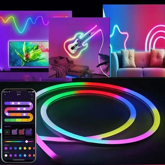 Умная неоновая лента от USB, 10 м, пульт + Bluetooth, Rgb / RGB лента / Гибкий неон / Лента светодиодная | Зображення 1