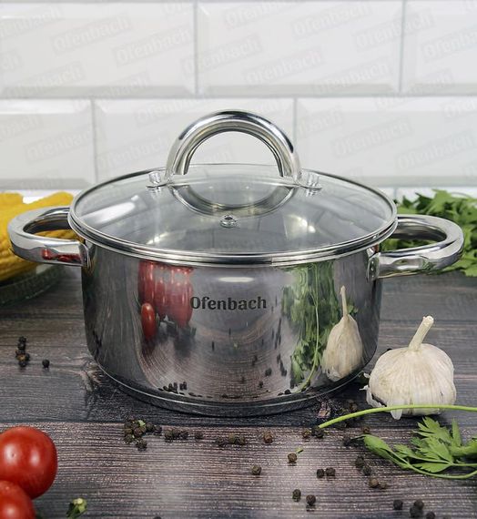 Каструля індукційна Ofenbach Casserole із нержавіючої сталі 2л зі скляною кришкою | Зображення 6