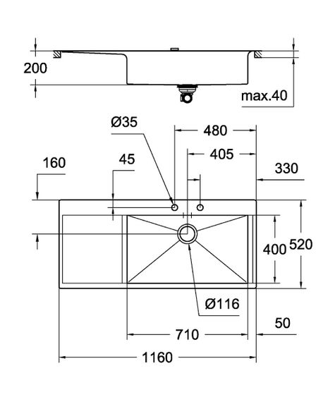 Мийка кухонна Grohe EX Sink K1000 (подвійне крило зліва) (31582SD0) | Зображення 2