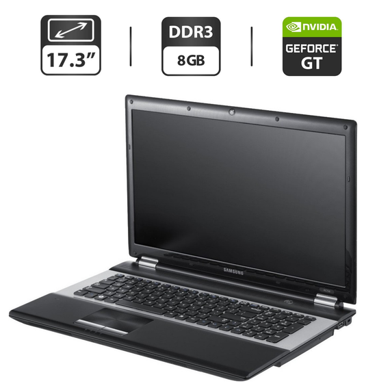 Ноутбук Б-клас Samsung NP-RC730 / 17.3" (1600x900) TN / Intel Core i7-2630QM (4 (8) ядро по 2.0 - 2.9 GHz) / 8 GB DDR3 / 500 GB HDD / nVidia GeForce GT 540M, 1 GB GDDR3, 128-bit / WebCam / DVD-ROM / Windows б/в