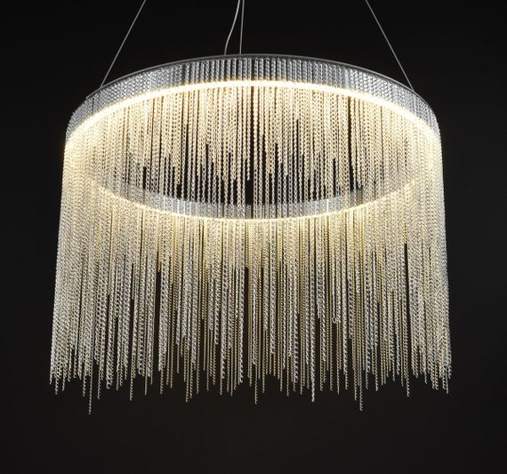 Люстра світлодіодна підвісна LED світильник для квартири на стелю лед 27525 Хром 50-120х40х40 см. | Зображення 8