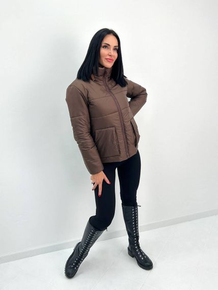 Женская демисезонная куртка короткая утепленная GF01219 цвет коричневый, размер 50/52 | Зображення 2