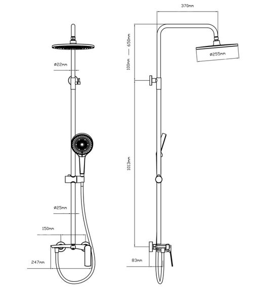 Душова система для душу Qtap Slavonice Gunmetal Black PVD QTSLA110GMB45913 | Зображення 1