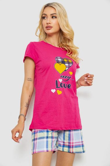 Пижама женская с принтом, цвет малиновый, 243R3250 | Зображення 2