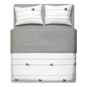 Набір постільної білизни 1,5сп Ardesto Gloria, 160х220см, 100% бавовна, сатин, панди, клітинка (ART1622PW)