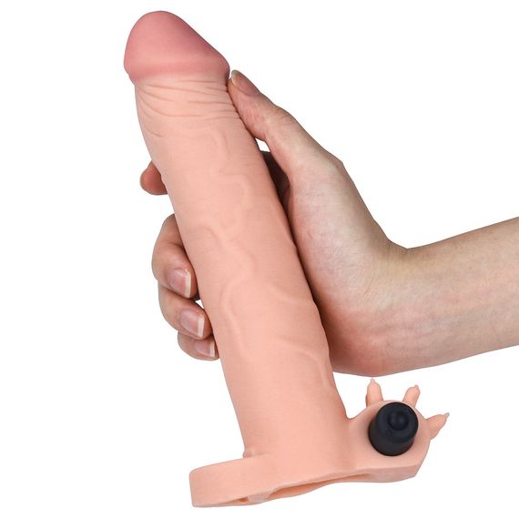Насадка на член - Pleasure X-Tender Vibrating Penis Sleeve Add 3" Flesh Sex Aura | Зображення 3