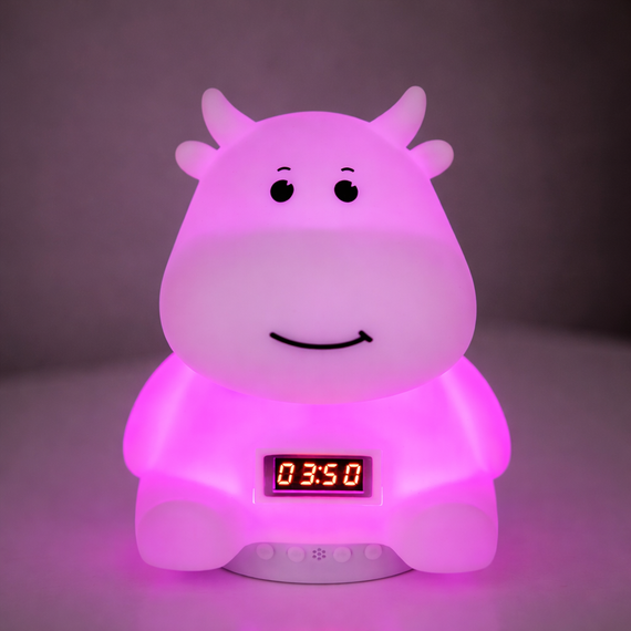 Дитячий акумуляторний нічник "Коровка" з м'яким LED-світлом, RGB-підсвіткою, вбудованою Bluetooth-колонкою й електронним годинником | Зображення 1