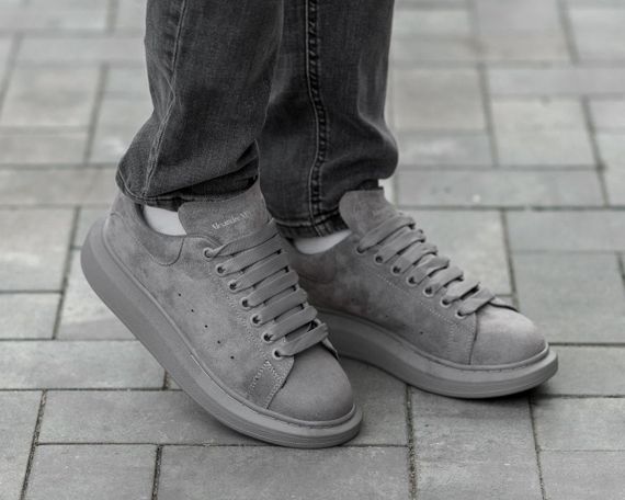 Кросівки замшеві Alexander McQueen Dark Grey / Маквіни замшеві темо сірі з сірою підошвою | Зображення 5