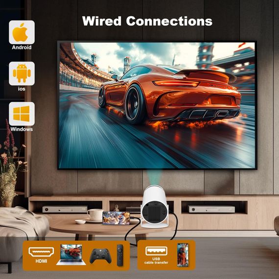 Смарт-проектор HY300 PRO с Android TV 11.0 поддержкой 4K WiFi 6 и Bluetooth 5.0 | Зображення 5