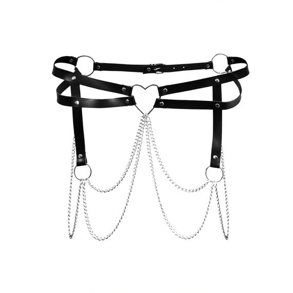 Шкіряний пояс декорований ланцюжками Art of Sex - Becky, розмір XS-M, колір Чорний | Зображення 2
